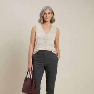 Burberry Pleated Sleeveless Top in Cream | Size Small